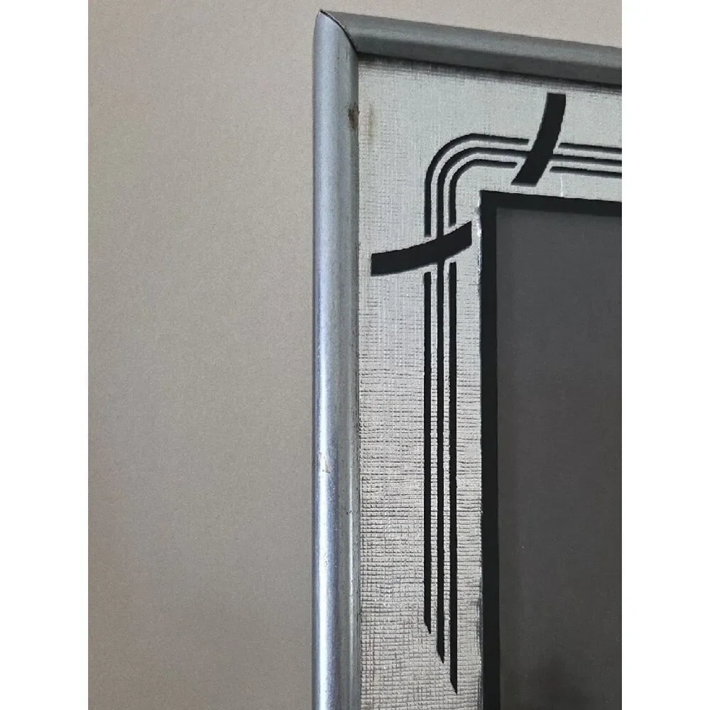 Silver Decorative Photo Frame with Black Accents